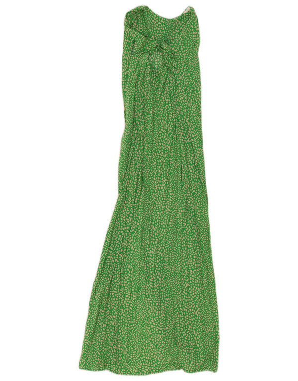 Vestido maxi feminino Zara Reino Unido 4 XS verde estampa animal
