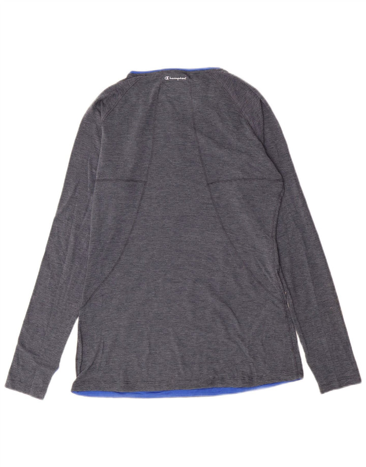 Champion Feminino Top Manga Longa UK 12 Poliéster Listrado Azul Médio