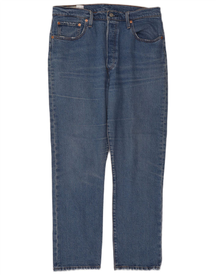 Calça jeans feminina Levi's 501 Straight W34 L28 azul algodão