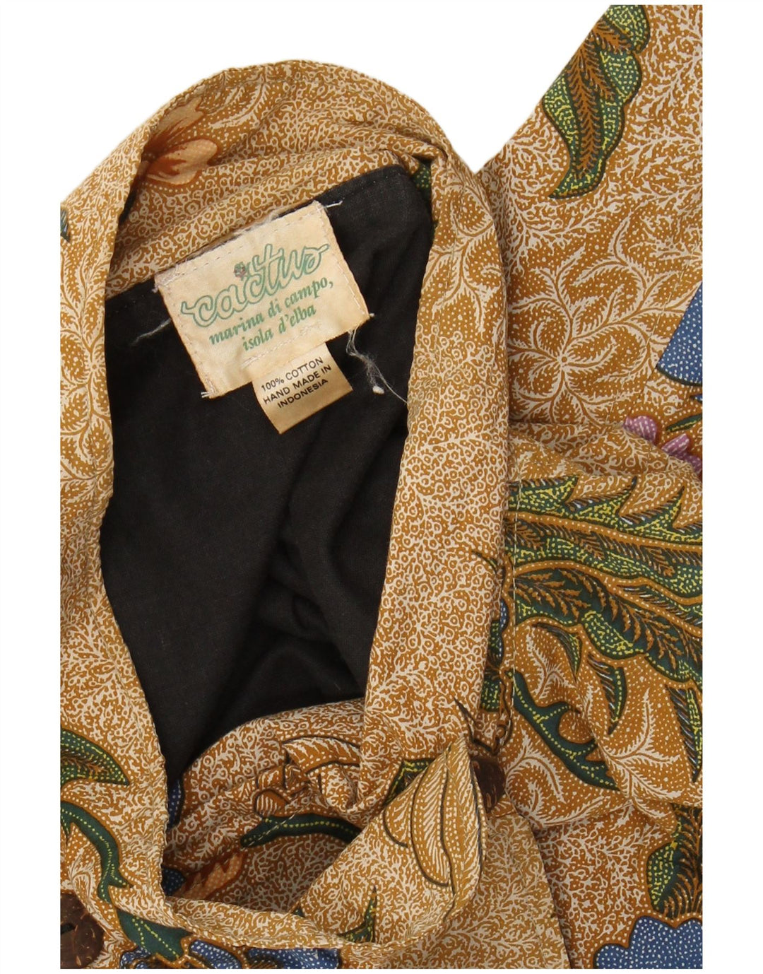 Bolero feminino VINTAGE de manga curta UK 20 2XL algodão floral marrom