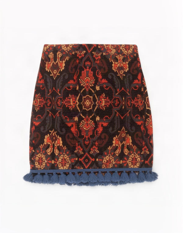 Mini saia feminina Zara pequena W26 acrílico paisley multicolorido
