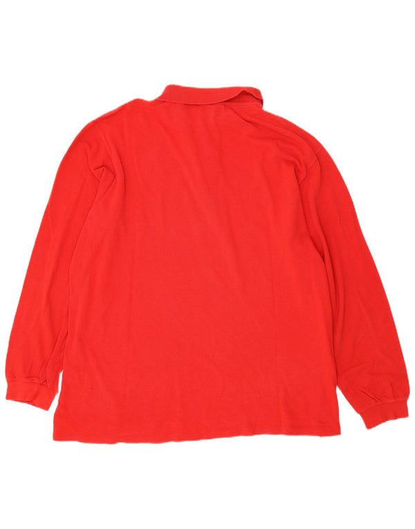 Camisa polo masculina de manga comprida Lacoste tamanho 7 2XL algodão vermelho