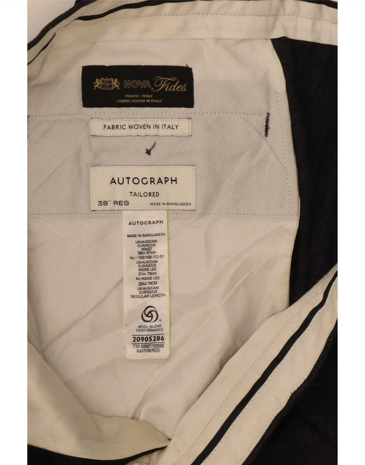 Calça masculina Marks & Spencer Autograph Chino W38 L31 azul marinho