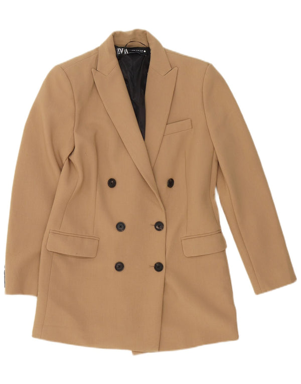 Zara Jaqueta blazer feminina oversized com peito duplo Reino Unido 6 XS Bege
