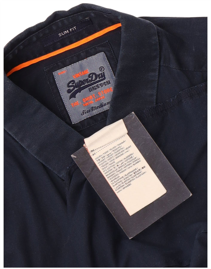 Camisa masculina Superdry Slim Fit médio algodão azul marinho