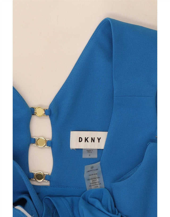 Vestido feminino Dkny sem mangas US 6 poliéster azul médio