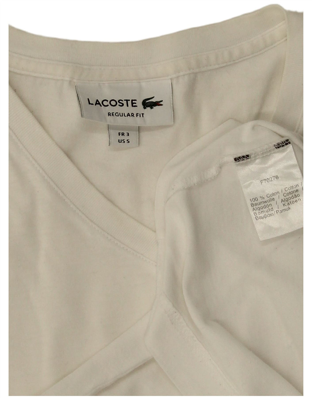 Camiseta masculina Lacoste Regular Fit tamanho superior 3 pequeno algodão branco