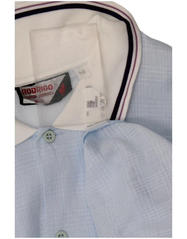 Camisa pullover masculina de manga curta Rodrigo IT 52 grande algodão azul
