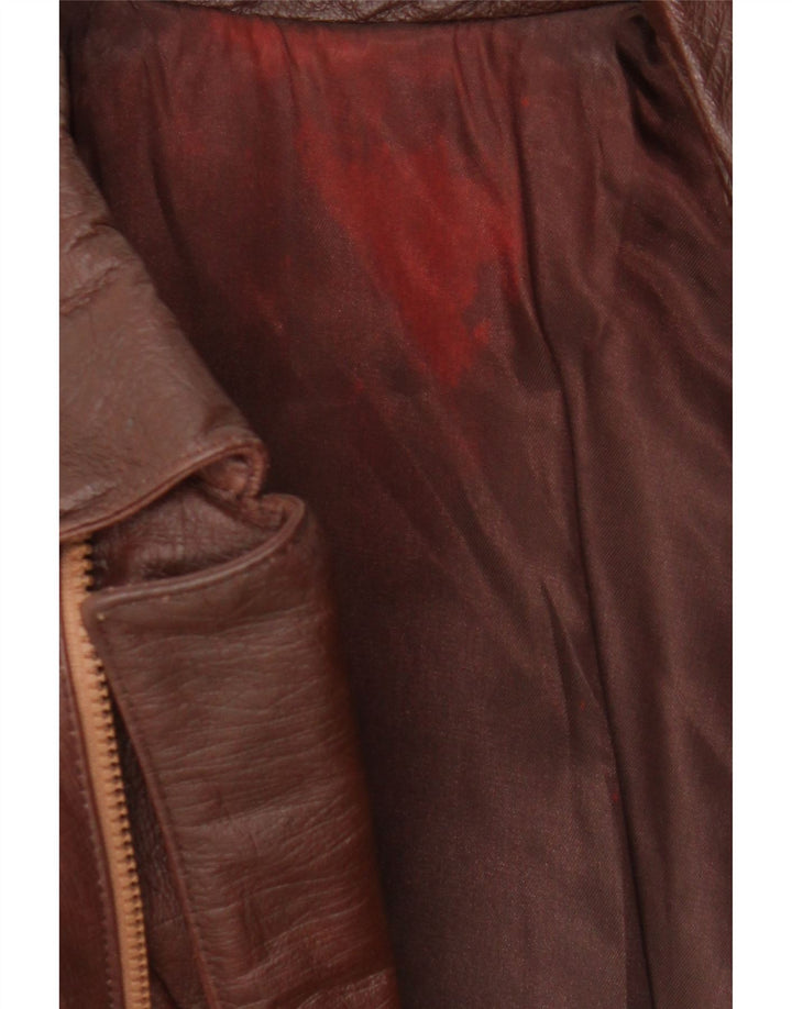 Casaco de couro masculino vintage IT 48 marrom médio