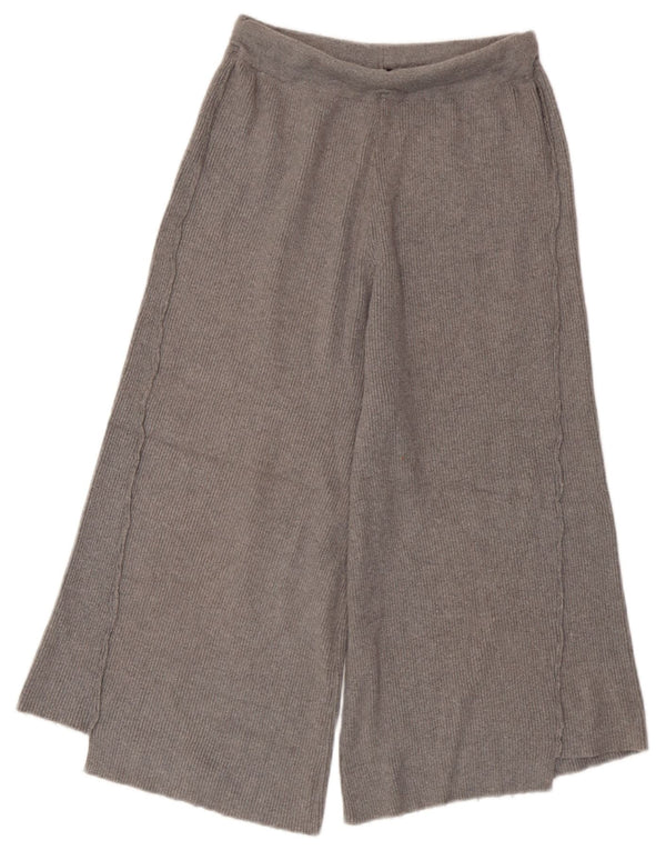 Zara Calça Capri Feminina Tricotada Perna Larga Reino Unido 8 Pequena W25 L19 Cinza