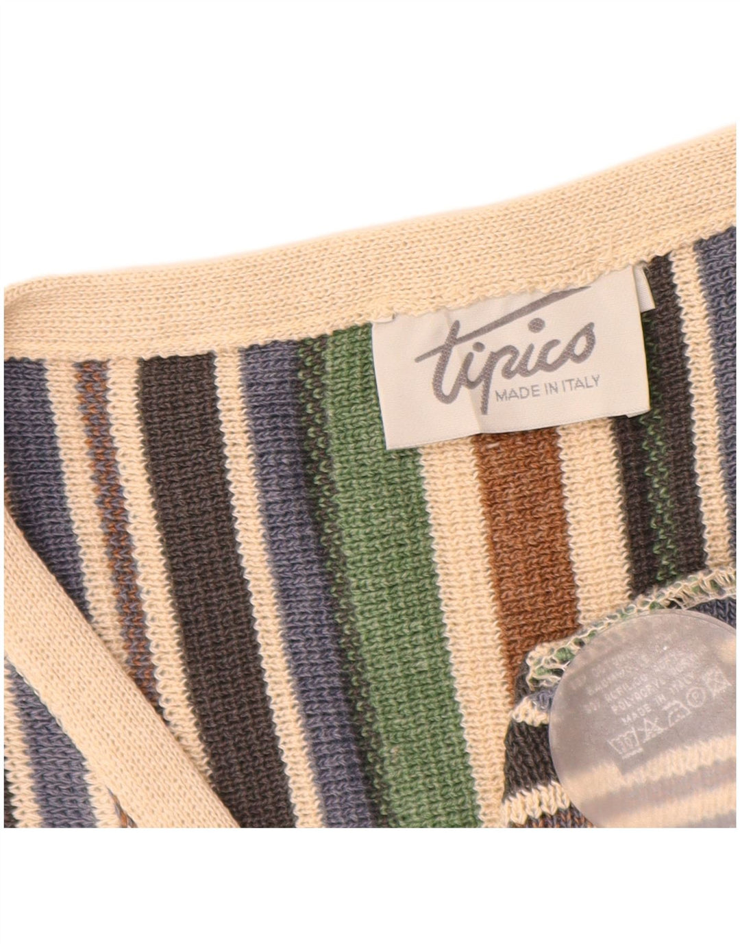 Suéter cardigã masculino vintage grande algodão listrado multicolorido