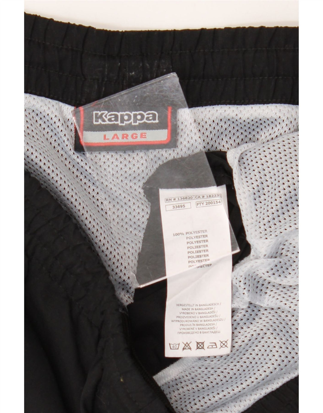 Shorts esportivos masculinos KAPPA grande poliéster preto