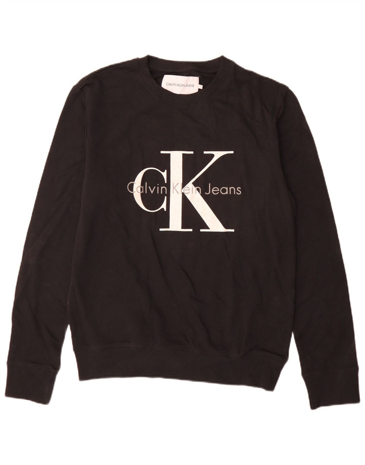 Calvin Klein Jeans Masculino moletom gráfico jumper médio algodão preto
