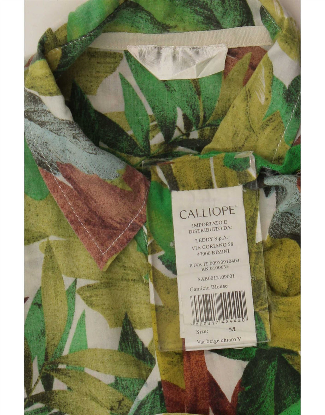 Camisa masculina de manga curta Calliope algodão floral verde médio