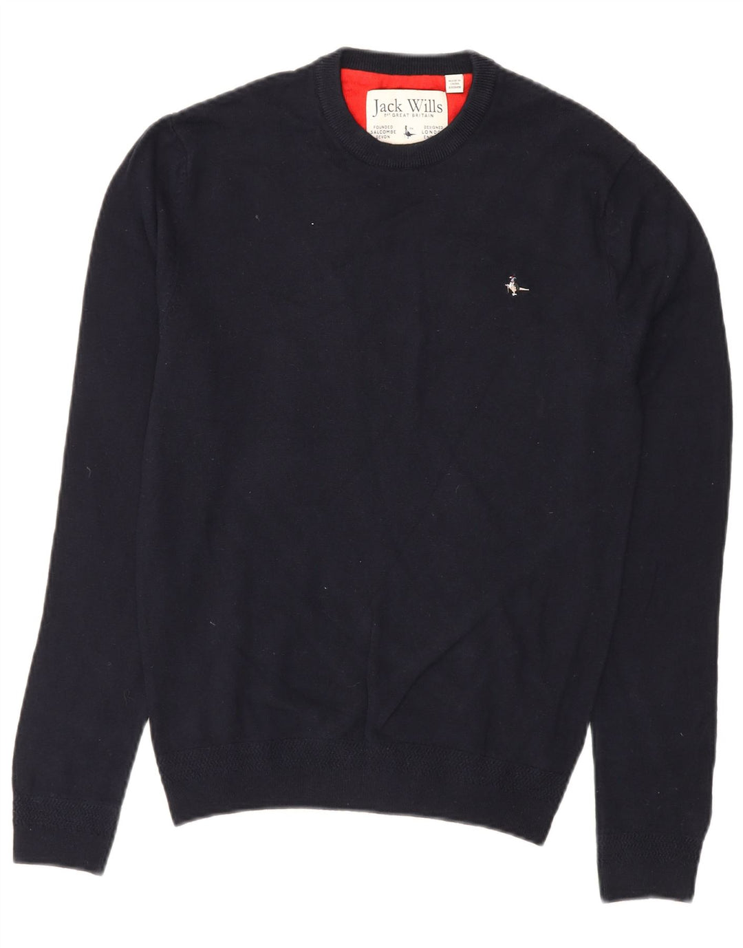 Suéter masculino JACK WILLS com gola redonda e algodão azul marinho pequeno