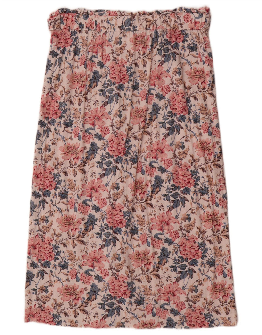Saia midi feminina Oasis Reino Unido 14 médio W30 viscose floral multicolorida