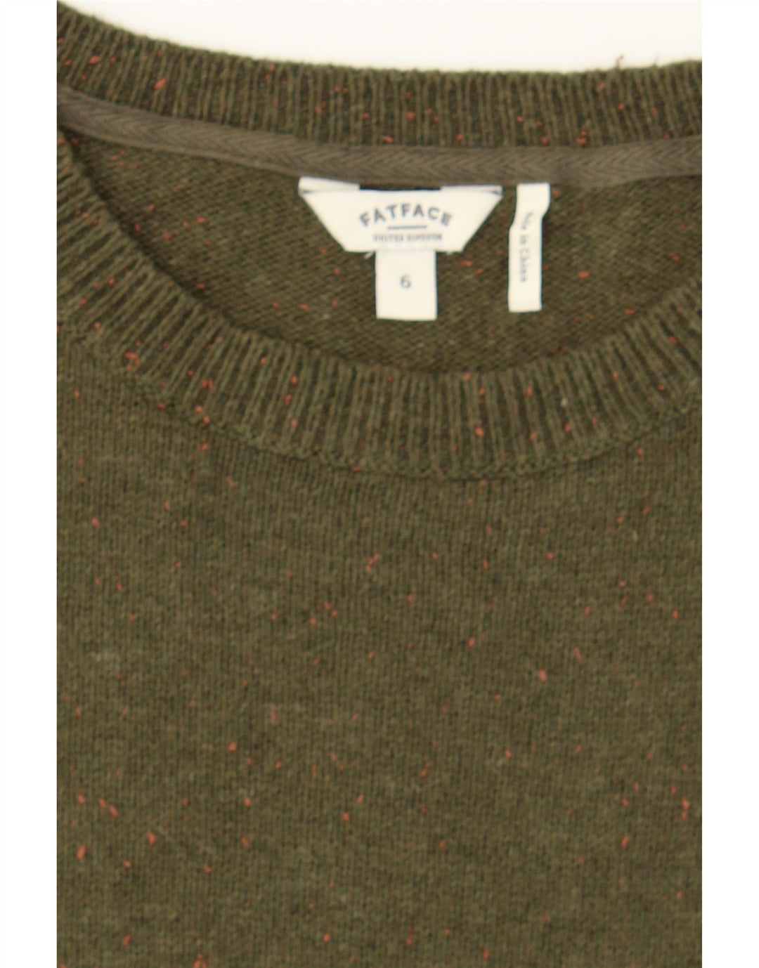 FAT FACE Womens Oversized Crew Neck Jumper Sweater UK 6 XS  Khaki Flecked Vintage Fat Face and Second-Hand Fat Face from Messina Hembry 