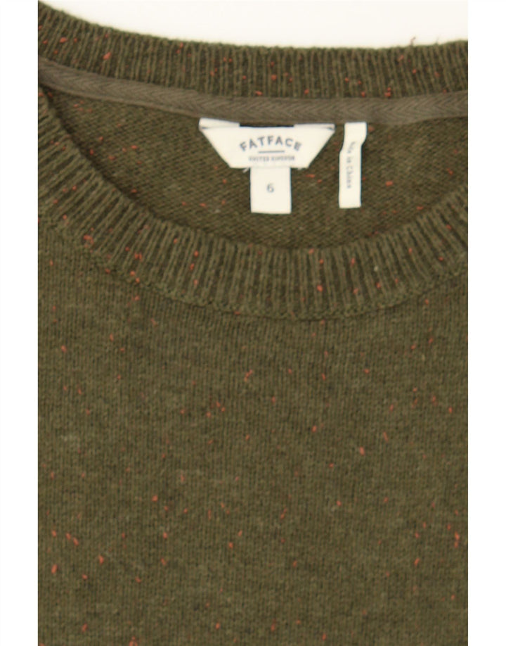 FAT FACE Womens Oversized Crew Neck Jumper Sweater UK 6 XS  Khaki Flecked Vintage Fat Face and Second-Hand Fat Face from Messina Hembry 