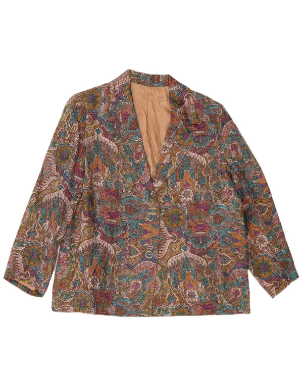 Jaqueta blazer feminina vintage com padrão abstrato Reino Unido 14 grande multicolorida