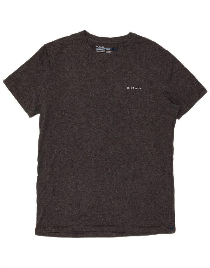 Camiseta masculina regular de manga curta Columbia algodão manchado cinza médio