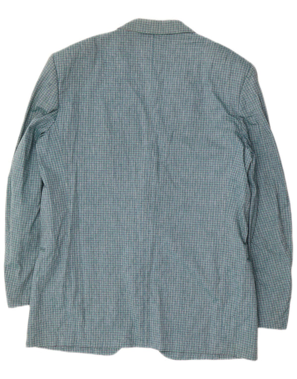 Jaqueta blazer masculina de 2 botões Nino Cerruti IT 54 2XL algodão xadrez azul