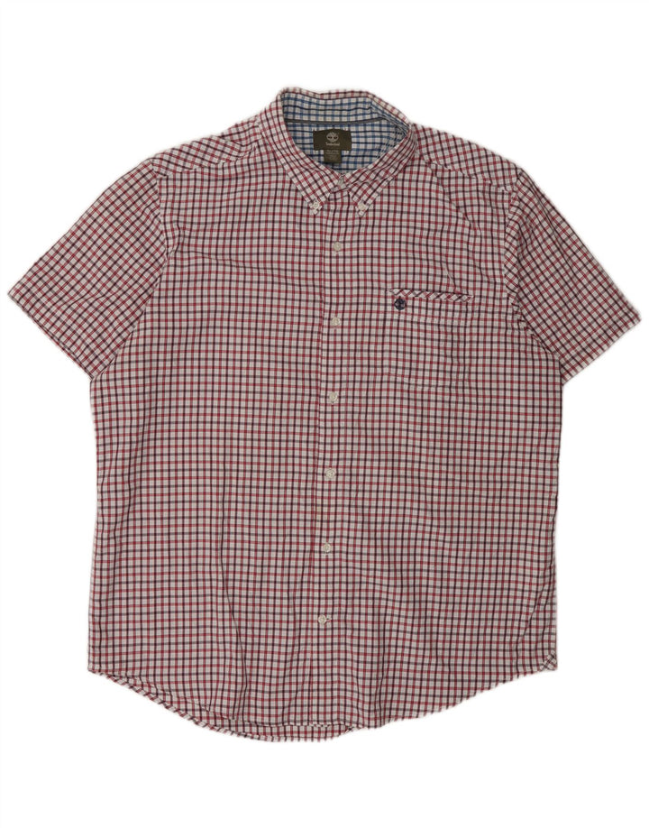 Camisa masculina Timberland manga curta regular fit XL vermelho xadrez nylon
