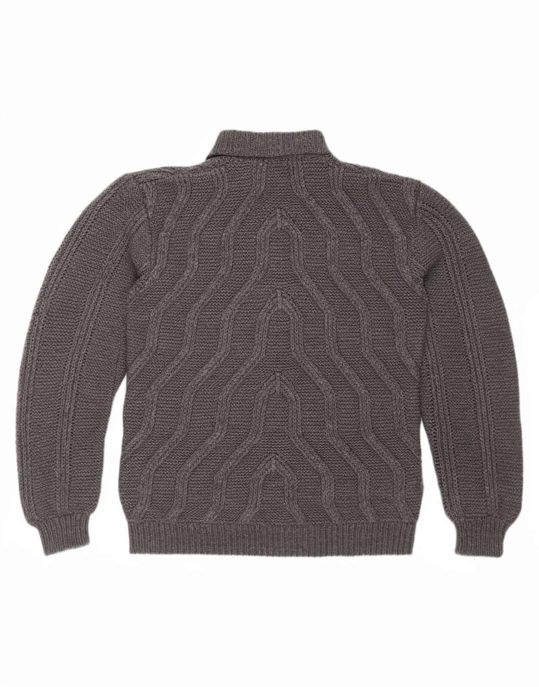 Suéter vintage masculino com gola tartaruga, cinza médio geométrico