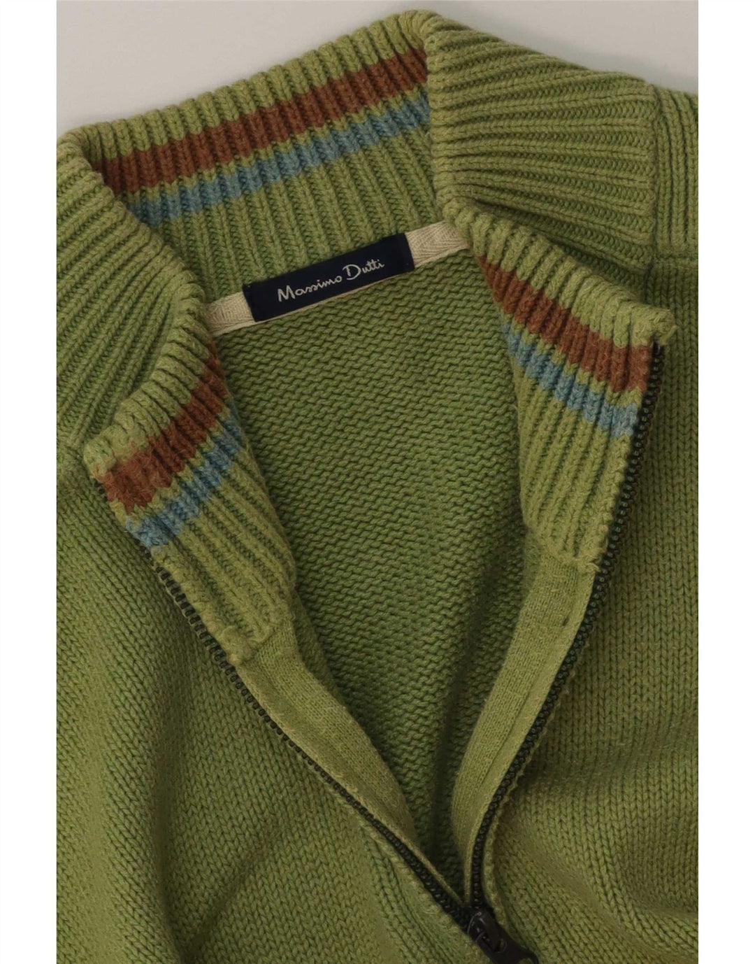 Suéter masculino Massimo Dutti com zíper e gola grande verde