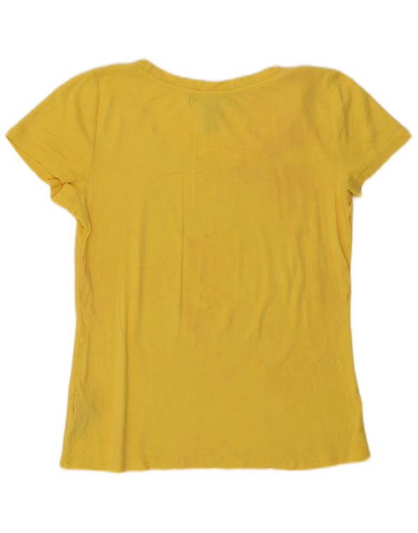 Camiseta feminina Ralph Lauren UK 12 algodão amarelo médio