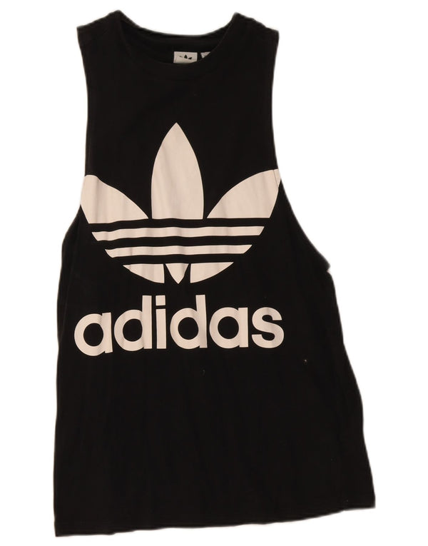Adidas Womens Graphic Vest Top UK 12 Médio Algodão Preto