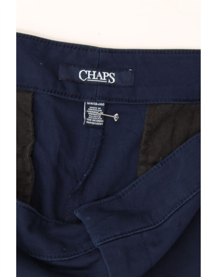 CHAPS Womens Slim Cropped Trousers US 18 2XL W36 L27 Navy Blue Cotton Vintage Chaps and Second-Hand Chaps from Messina Hembry 