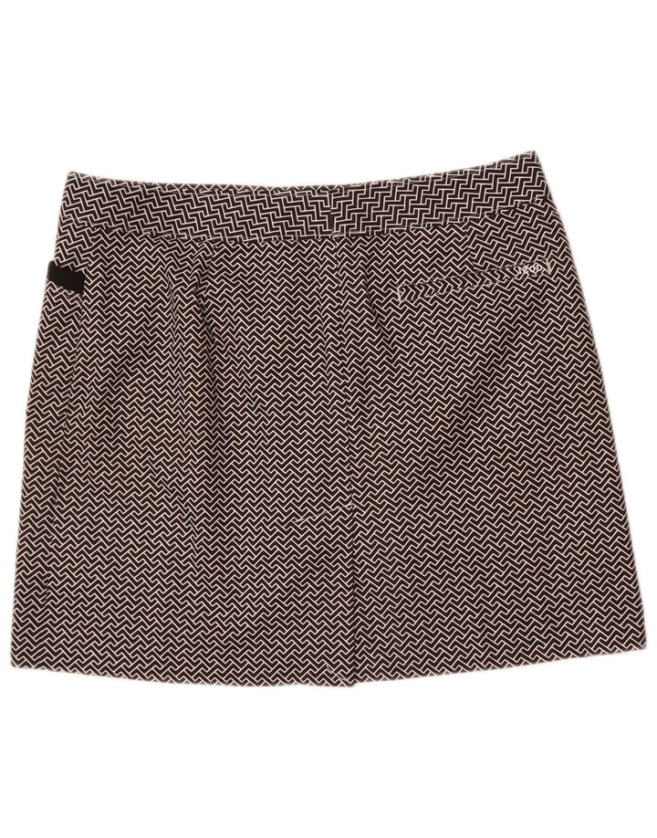 Izod Mini saia feminina de golfe US 8 médio W32 poliéster geométrico preto