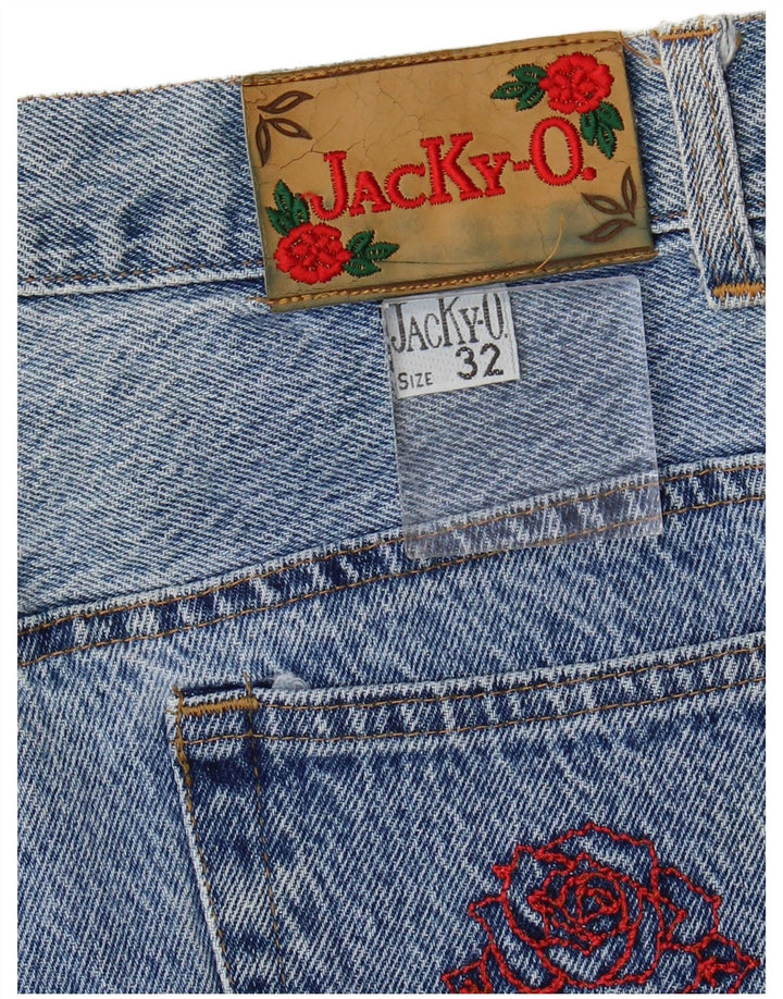 Calça jeans feminina JACKY-O W32 L29 azul floral algodão