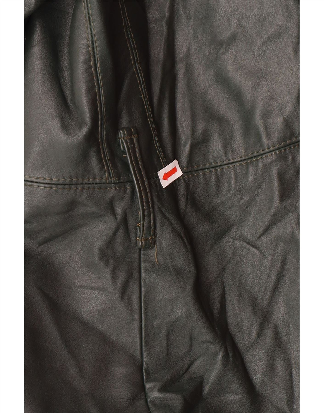 Casaco de couro vintage feminino com peito duplo UK 18 XL verde