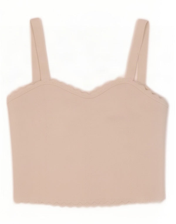 Zara Womens Crop Cami Top UK 12 Médio Off White Viscose
