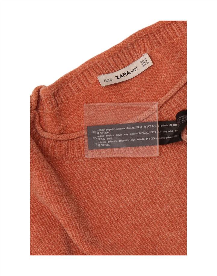 Zara Suéter feminino oversized com gola canoa Reino Unido 14 médio laranja