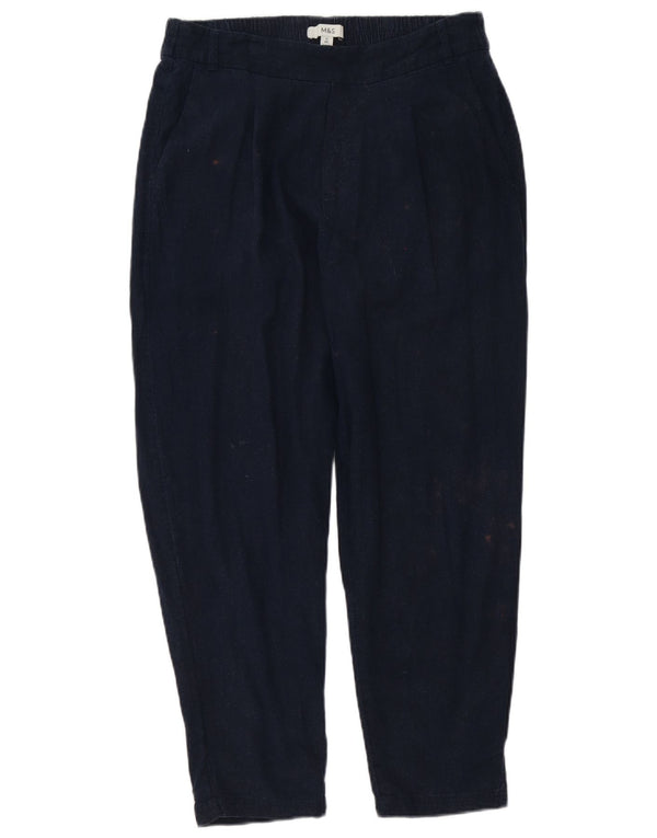 Calça chino feminina de cintura alta Marks & Spencer Reino Unido 12 médio W32 L27 marinho