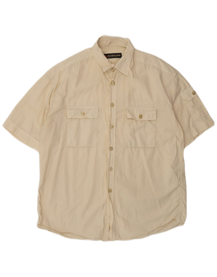 Camisa masculina de manga curta Wampum XL em algodão branco