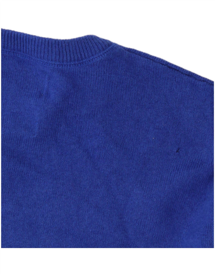 Suéter masculino Marks & Spencer com gola redonda, grande lã azul