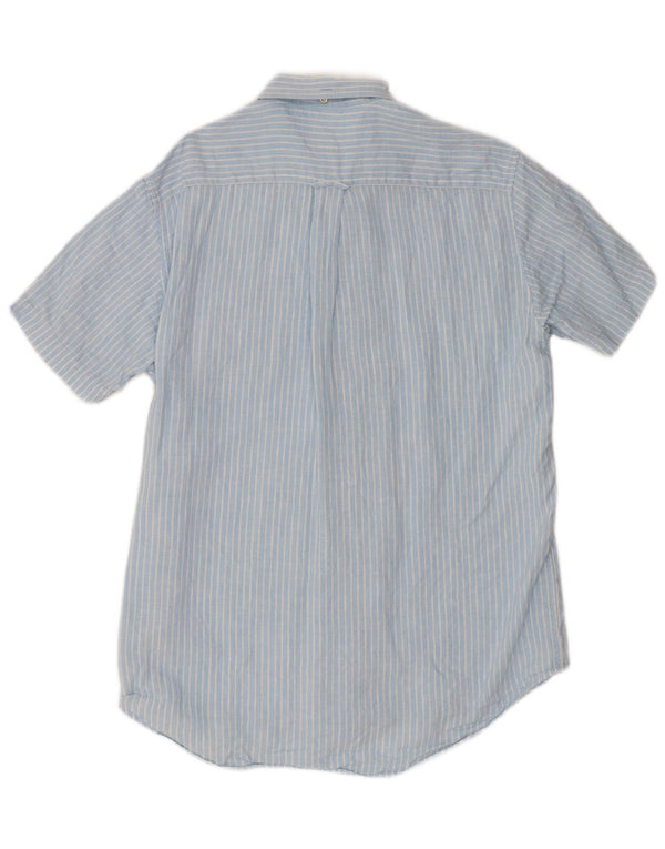 Camisa masculina de manga curta Gant tamanho 39/40 15 3/4 linho listrado azul médio