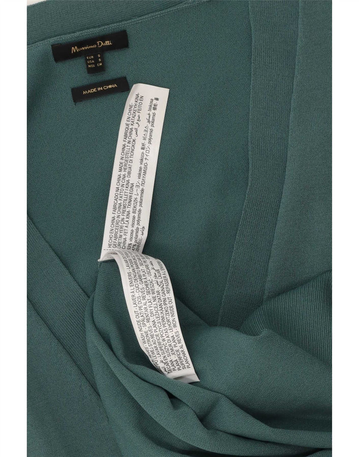 Suéter cardigã feminino grande Massimo Dutti Reino Unido 10 viscose verde pequena