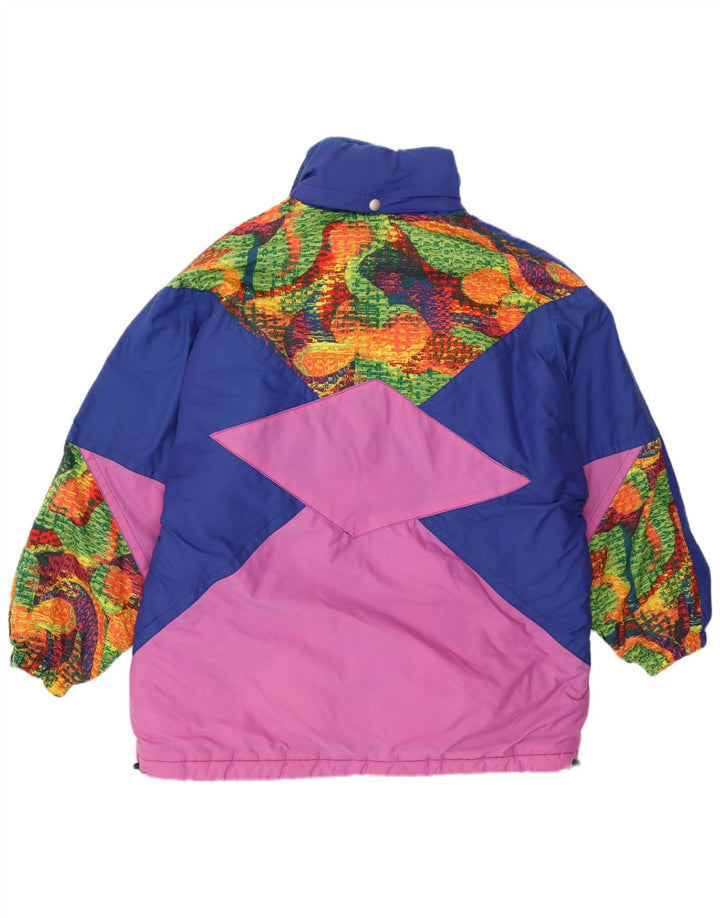 Jaqueta de esqui feminina com capuz Brugi UK 16 grande bloco colorido multicolorido