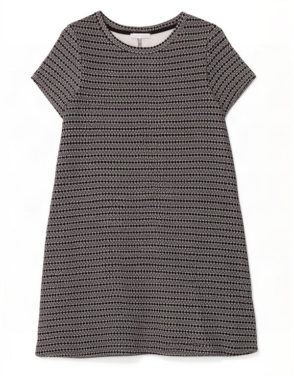 Vestido camiseta feminino Zara UK 12 médio preto geométrico