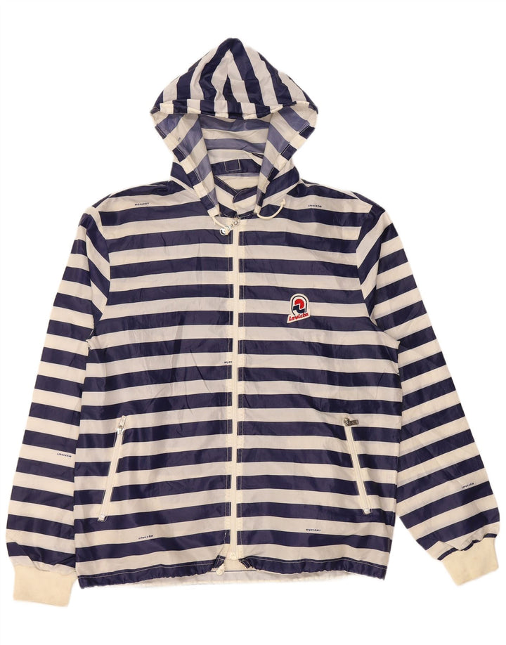 Jaqueta de chuva masculina com capuz INVICTA Reino Unido 40 grande poliéster listrado azul marinho