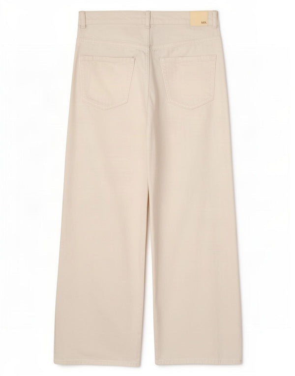 Zara Jeans feminino cintura alta com perna larga EU 40 médio W30 L29 branco