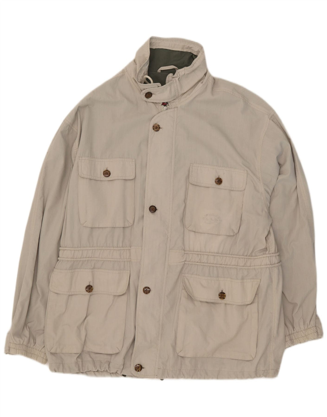 Jaqueta utilitária masculina vintage UK 40 poliéster bege grande