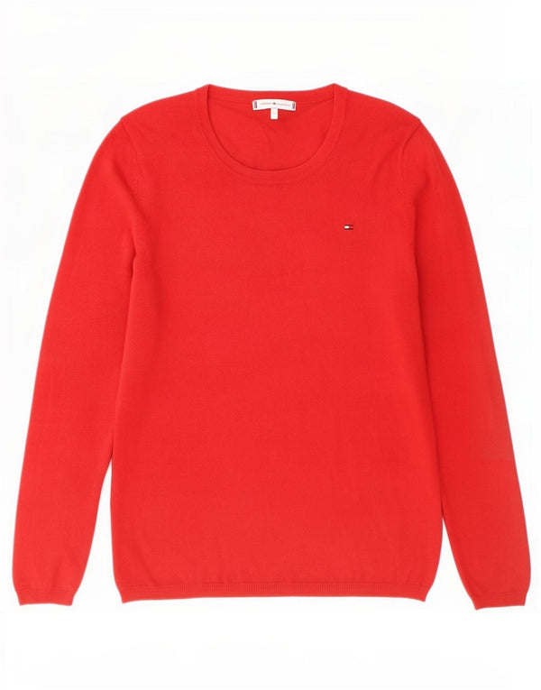 Suéter feminino Tommy Hilfiger com gola redonda, 12 algodão vermelho médio