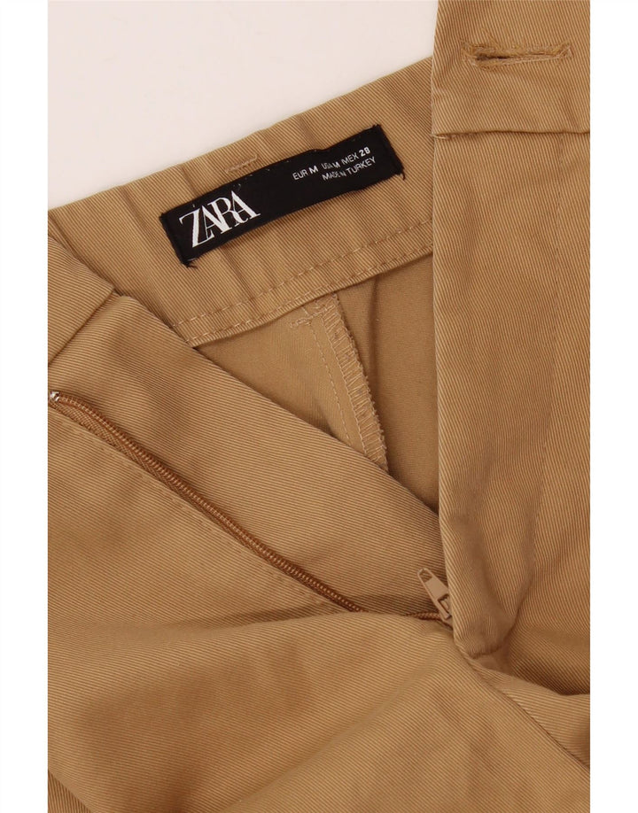 ZARA Calça Chino Feminina de Perna Larga Médio W30 L26 Bege