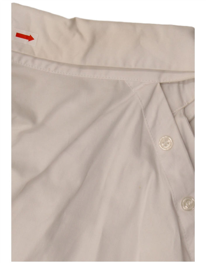 Zara Blusa feminina oversized cropped Reino Unido 10 algodão branco pequeno