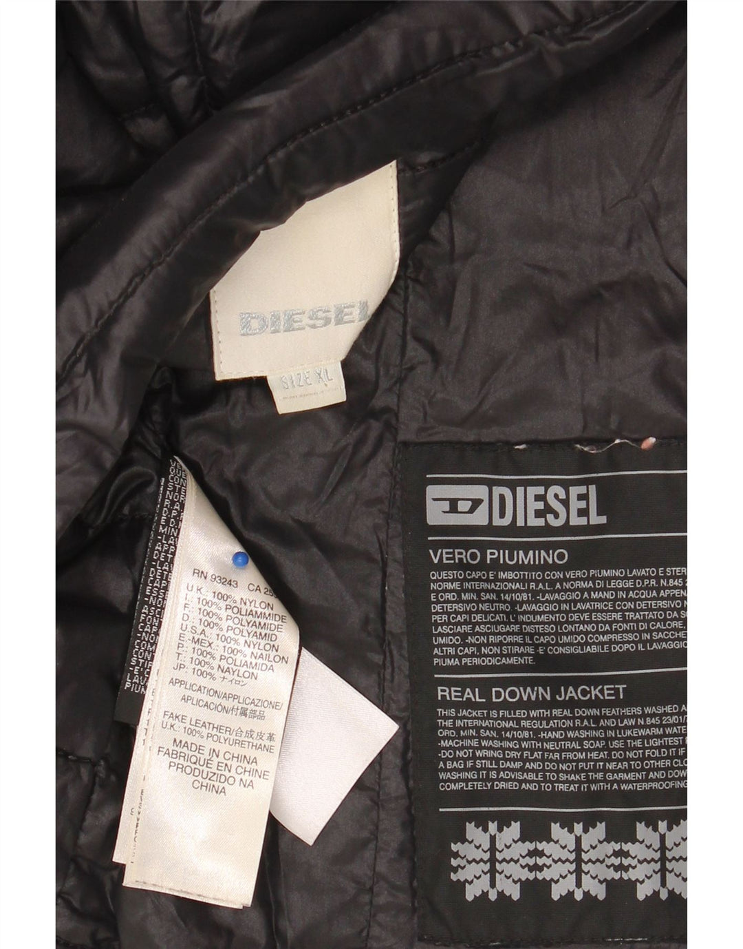 Jaqueta DIESEL Meninas Acolchoada 11-12 Anos XL Preto Nylon